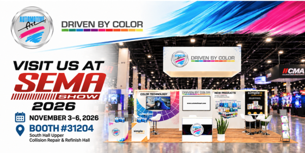 Automotive Art’s booth rendering for SEMA 2026. Visit Booth #31204 in South Hall Upper.